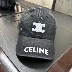 Celine black denim baseball cap